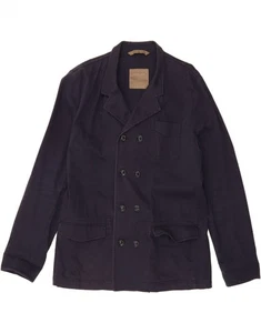 ZARA Mens Double Breasted Blazer Jacket UK 42 XL Navy Blue BE02 - Picture 1 of 3