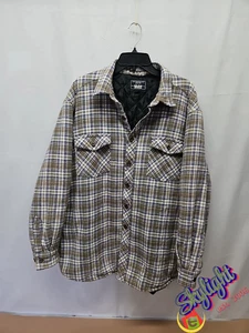 Levis Mens Vintage Shacket Blue Green Plaid Flannel Quilted Jacket 90s Y2K XL - Picture 1 of 14