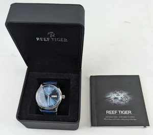 Reef Tiger Classic Heritage II - Blue Face - Blue Leather Band - Automatic Watch - Picture 1 of 13