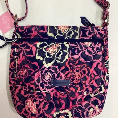 Bandolera Vera Bradley Katalina Rosa Azul Marino Floral Doble Cremallera Acolchada MailBag Foto 1 de 4