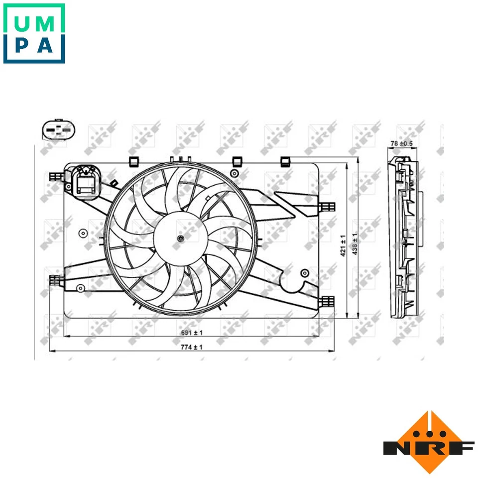 FAN ENGINE COOLING 47757 FOR A 13 DTE 1.2L 2H0/F18D4 1.8L A14NET/14NEL 4cyl - Image 1 of 4