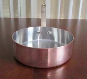 French Saute Pan -Copper Cookware w/Brass Handle-Made in VILLEDIEU France-6 1/2" - Picture 1 of 10