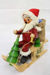 Vintage Steinbach Germany "Weihnachtsmann auf Schlitten" Rolling Smoker Spieluhr FUNKTIONIERT - Bild 1 von 19