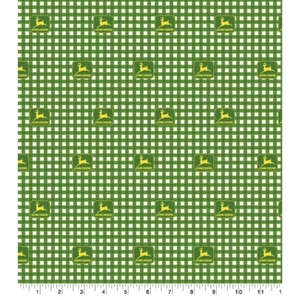 John Deere Gingham Precut Fabric 1 yard FREE SHIPPING - Picture 1 of 3