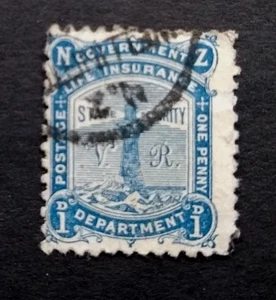 🦋 NEW ZEALAND - 1902 - LIFE INSURANCE - HINGED USED - LETTERS V & R - 1P. - Picture 1 of 1