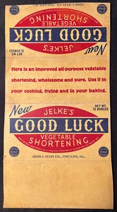 Vintage JELKE’S Good Luck Vegetable Shortening Box John F. Jelke Advertising - Picture 1 of 9