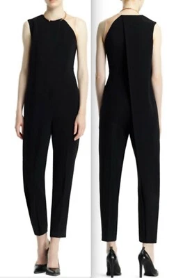 New 38 US 2 Stella McCartney black jumpsuit draped dress mesh insert  - Image 1 of 4