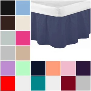 Plain Dyed Frilled Base Poly Cotton Valance Sheet Single Double King Super King - Picture 1 of 28