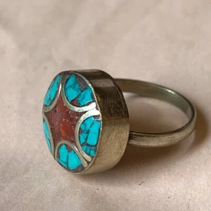 RARE ANCIENT VICTORIAN SILVER COLOR RING AMAZING WITH NATURAL STUNNINGS - Bild 1 von 2