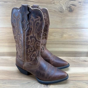 Justin Boots Womens 6.5 B Brown Leather Pull On Cowboy Western Boots - Imagen 1 de 11