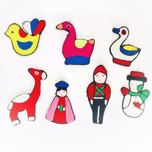 6er Set Vintage Huichol Mexikanisches Garn Volkskunst Weihnachtsschmuck - Bild 1 von 2