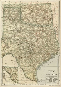 TEXAS & OKLAHOMA Genuine 1907 dated Map County Town Rail Topography Reservations - Picture 1 of 2