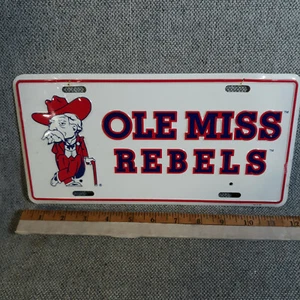 Vintage Ole Miss Rebels License Plate Metal Tag with Colonel Col Reb Full Size A - Picture 1 of 9