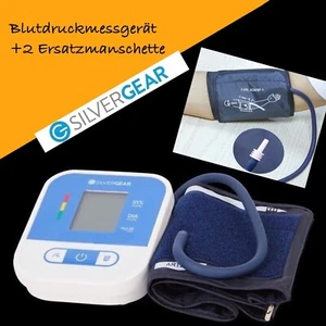 (SILVERGEAR) Digital Blutdruckmessgerät+2 Ersatzmanschette Oberarm LCD Blutdruck - Bild 1 von 6