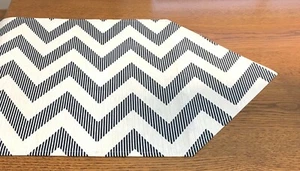 Table Runner Stripe Zig Zag Cotton Kitchen Runner Dining Runner Navy Ivory NEW - Picture 1 of 3