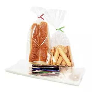 100PCS Cellophane Bagses, Clear Treat Bags with 4’’ Twist Ties, 5x11 inch - Picture 1 of 6