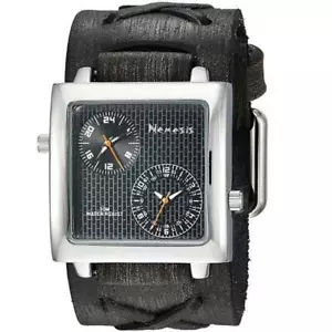 Nemesis Negro Dual Time SQ con Banda de Cuero X Vintage - Imagen 1 de 1