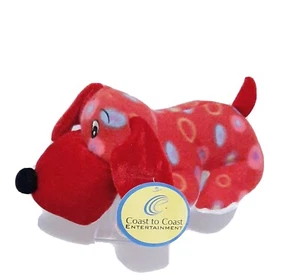 Coast To Coast nuovo con etichette 9" rosso/multicolore a pois orecchio floppy peluche cane animale - Foto 1 di 7
