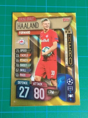 Erling Haaland Topps 2019/20 Match Attax EXTRA HH1 Hat trick HERO Rookie RC Card - Image 1 of 4