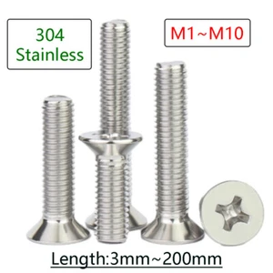Countersunk Screws Machine Phillips Screw 304 Stainless Steel Flat Head Bolts - Picture 1 of 245