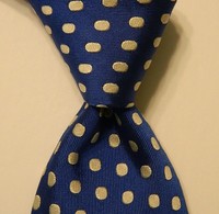 CHARLES TYRWHITT Mens 100% Silk Necktie Luxury Designer POLKA DOT Blue/White EUC