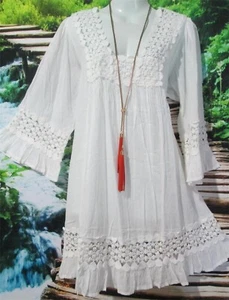 Cute Options women's white dress lace detail 100% cotton size-M - Picture 1 of 5