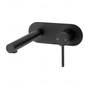 Black Wall Mounted Vanity Basin Mixer Tap Bath Spa Spout Brass Faucet Watermark - Picture 1 of 10