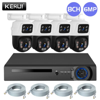 6MP POE Security Camera System w/ 4PCS PTZ Outdoor Home Security Cameras 8CH NVR - Image 1 of 4