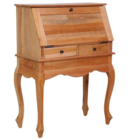 Gecheer Secretary Desk with Drawer  Brown 30.7"x16.5"x40.6" Solid Mahogany E4I6 Cover