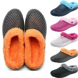 Damen/Herren Winterclogs Fell Hausschuhe Warm gefüttert Clogs Gartenclogs Schuhe - Bild 1 von 19