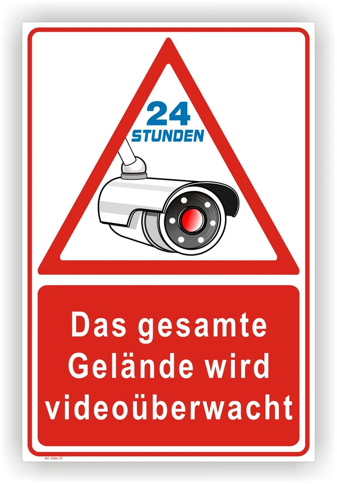 Schild Gelände videoüberwachung videoüberwacht Aufkleber Warnschild Kamera Vi37
