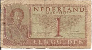 NETHERLANDS, 1 GULDEN, 1949 - Picture 1 of 2
