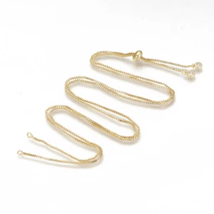 1 x gold plated brass necklace slide box chain approx 40cm drop crystal at end - Picture 1 of 3