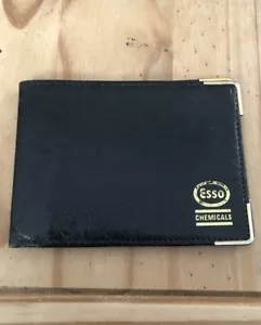 Esso Chemicals Leather Wallet Black Calfskin Vintage Made In England - Picture 1 of 5