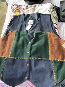 Size 3X Fashion Bug Genuine Leather Country Harvest Snap Vest