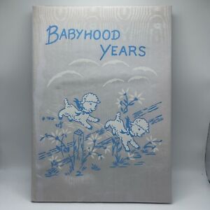 Vintage MCM Baby Book Album NIB Blue Babyhood Years Lamb Sheep 1960's Clean!