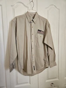 Camp David Hemd Größe Small Button Down Khaki Patriotisch USA Flagge Vintage - Bild 1 von 6