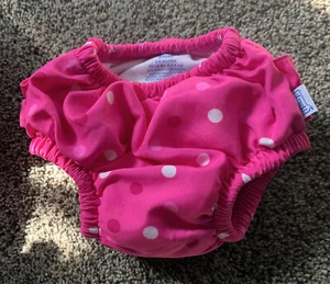 I Play  Reusable Swim Diaper SPF 50+ Size 3/6 month Pink  dots Ruffled Bottom - Picture 1 of 3