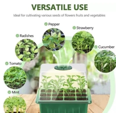 2 bandejas de inicio bandeja de plántulas con luz LED kit de semillas de plantas cúpula de invernadero Foto 1 de 3