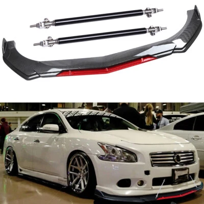 For Nissan Maxima 00-20 Car Front Bumper Chin Lip Spoiler Splitters Carbon Fiber Foto 1 de 4
