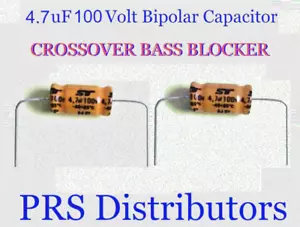 4.7uF 100V CONDENSADOR BIPOLAR BLOQUEADOR DE GRAVES ALTAVOZ TWEETER CROSSOVER 4.7mF 1 Par - Imagen 1 de 3