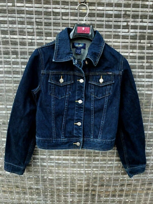WOMEN'S ANGELS DARK BLUE DENIM JEAN JACKET, SIZE S, MADE IN HONG KONG, NICE!!! - Image 1 of 4