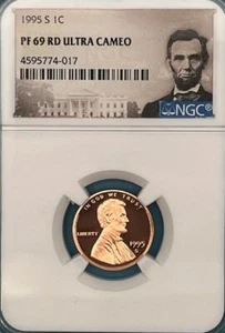 ‎1995-S Lincoln Memorial Penny 1C NGC PF 69 RD Ultra Cameo - Foto 1 di 6