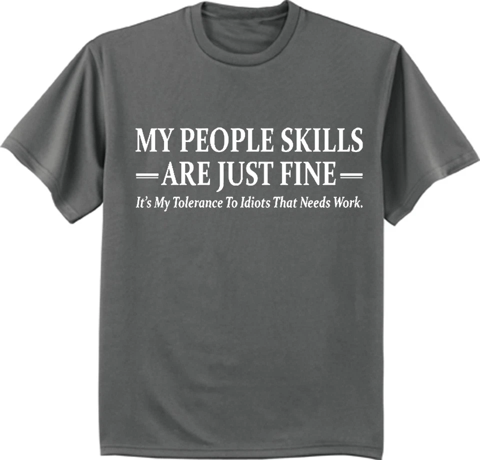 Big and Tall T-shirt Funny Saying People Skills Graphic Tee King Size Bigmen - Image 1 of 1