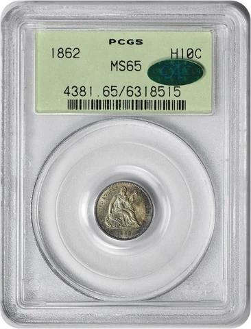 1862 Liberty Seated Silver Half Dime MS65 PCGS (CAC) Cover
