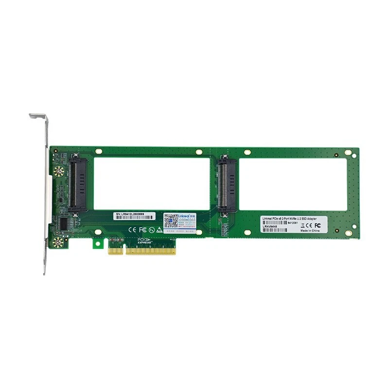 2X U.2 SFF-8639 SSD to PCI Express 3.0 Gen 3 X8 Card U.2 NVMe SSD Adapt - Image 1 of 4