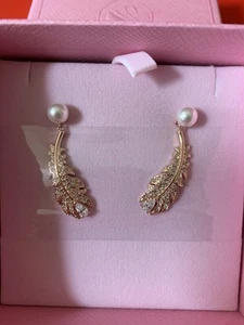 SWAROVSKI Feather Pave Crystal Pearl Nice Drop Earrings 5663487 brand new๐๐ - Picture 1 of 11