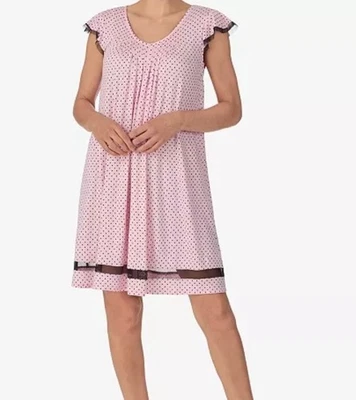 ELLEN TRACY Womens Nightgown - Soft , Pink black dot, L - Image 1 of 2