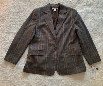 Chaqueta Blazer NYGard Marrón Forrada a Cuadros Talla 16 Foto 1 de 3