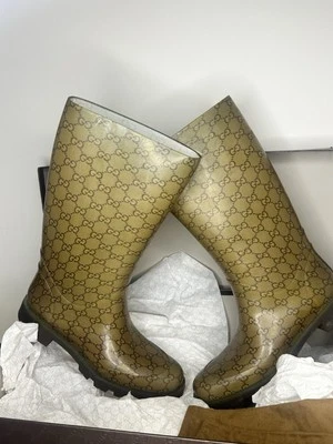Gucci Mujer Edimburg 248516 Goma GG Guccissima Botas de Lluvia Zapatos 36 Foto 1 de 4